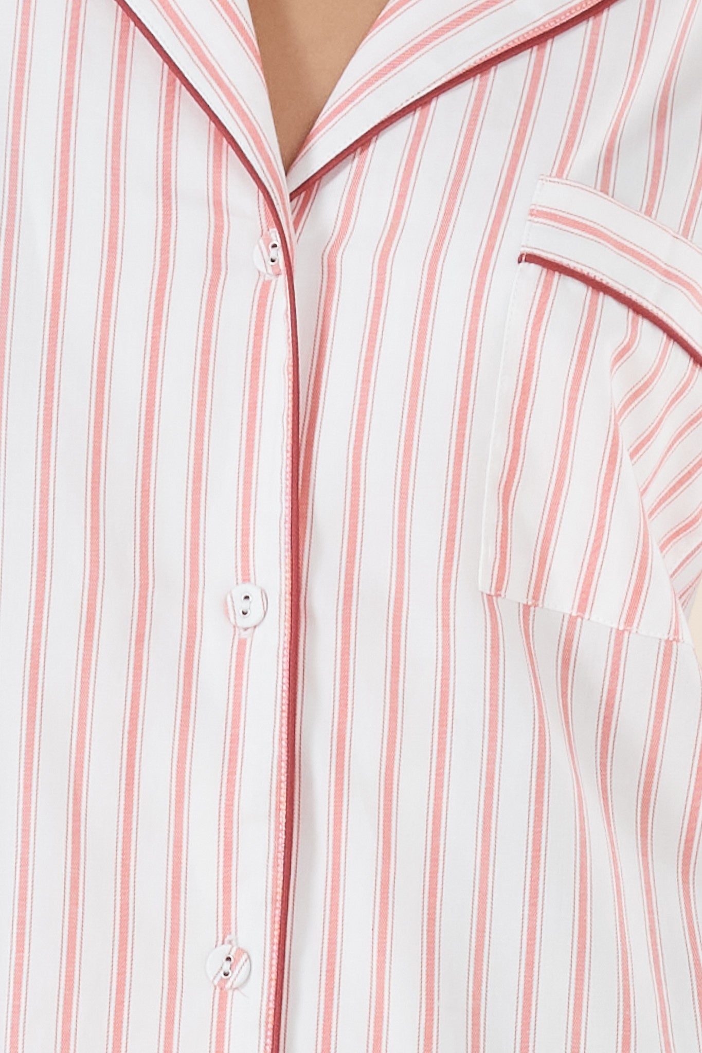 Octavia Cotton PJ Set - Burgundy Stripe