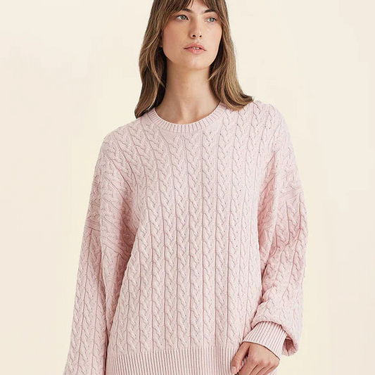 Cosy Cable Cotton Cashmere Jumper - Papinelle Pink