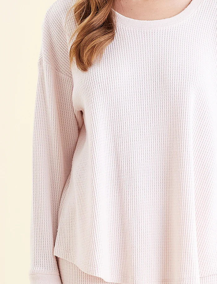 Super Soft Waffle Long Sleeve Relaxed Top - Rose