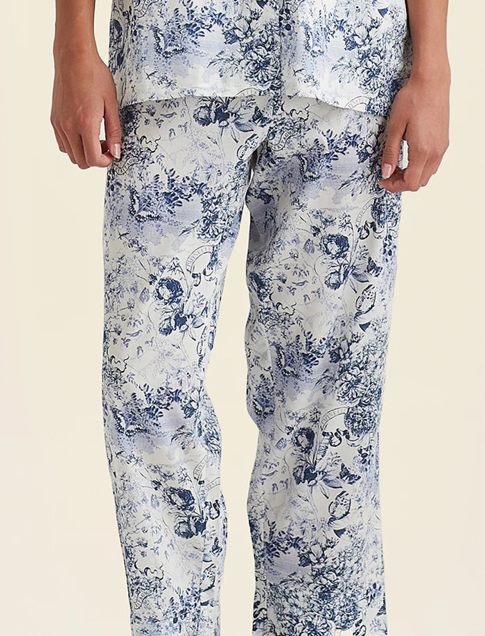Toile De Jouy Crop PJ Set - White/ French Blue