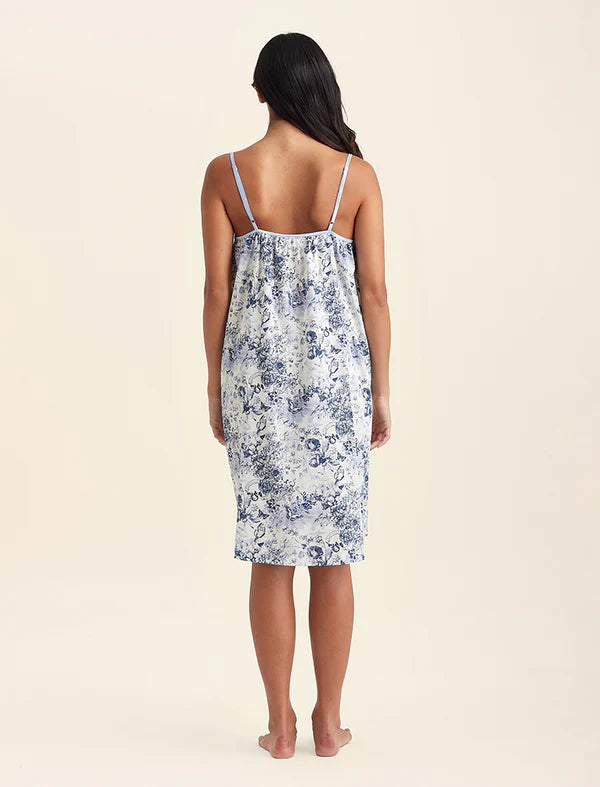 Toile De Jouy Strappy Nightie - Blue/White