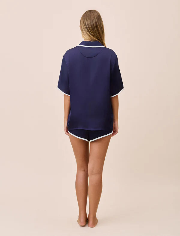 Annabelle Satin Boxer PJ set - Navy