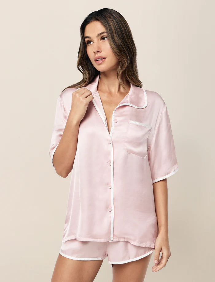 Annabelle Satin Boxer PJ set - Papinelle Pink