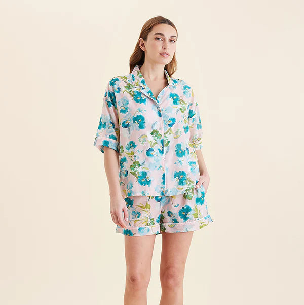 Audrey Floral Boxer PJ Set - Lace Pink