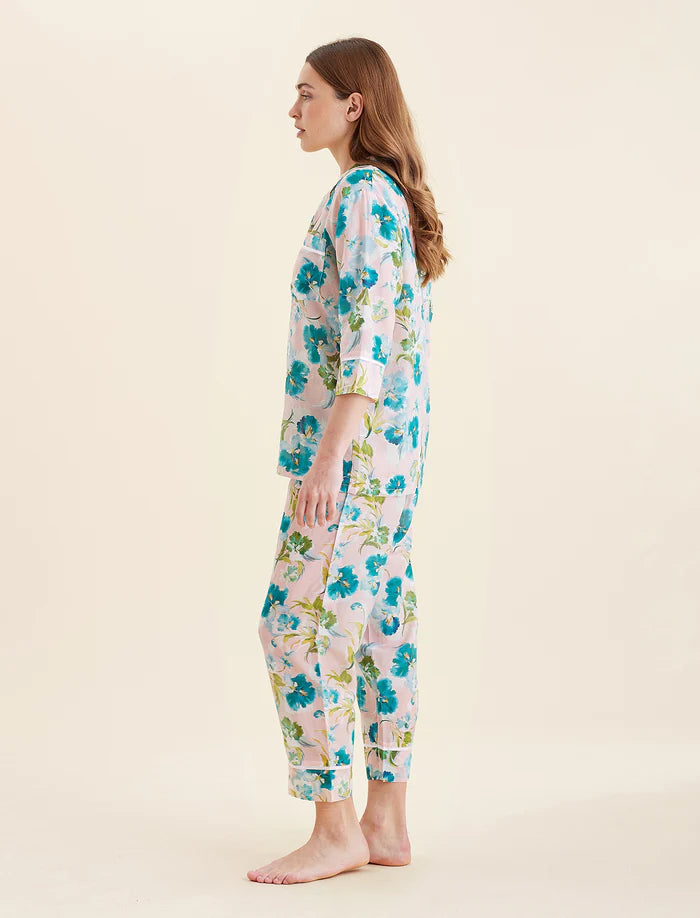 Audrey Floral Crop PJ Set - Lace Pink