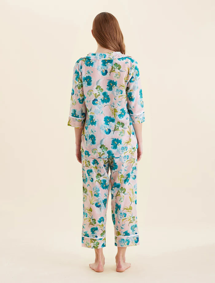 Audrey Floral Crop PJ Set - Lace Pink
