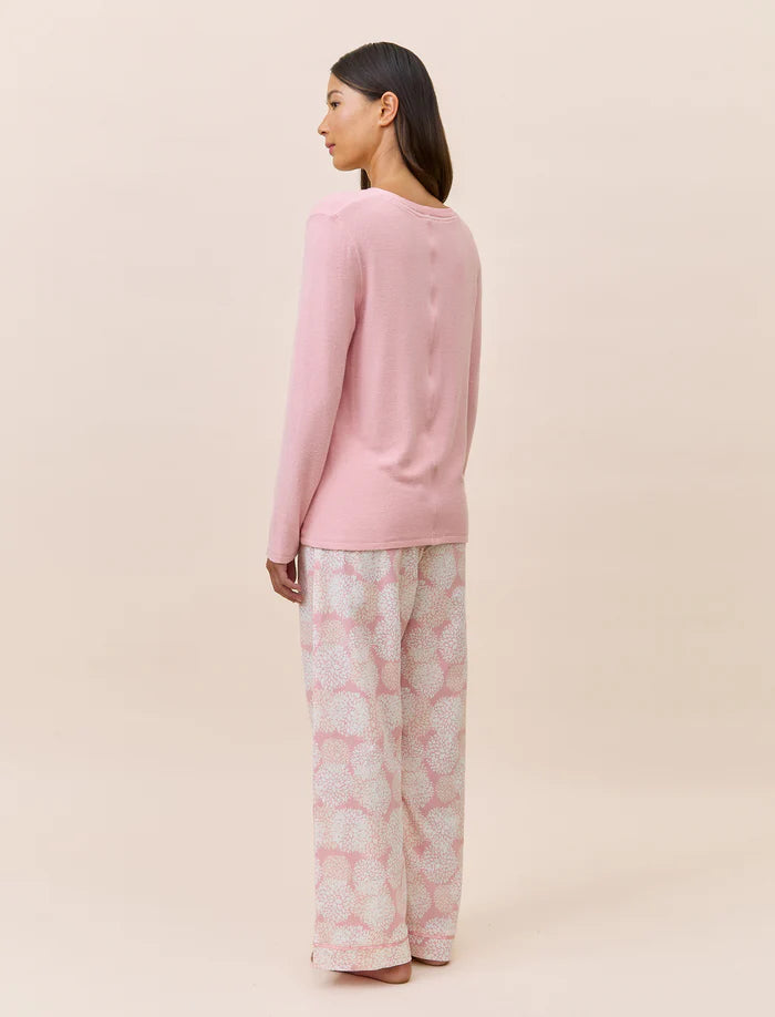 Snowball Cosy Organic Cotton Full Length Pant & Feather Soft Top - Rose