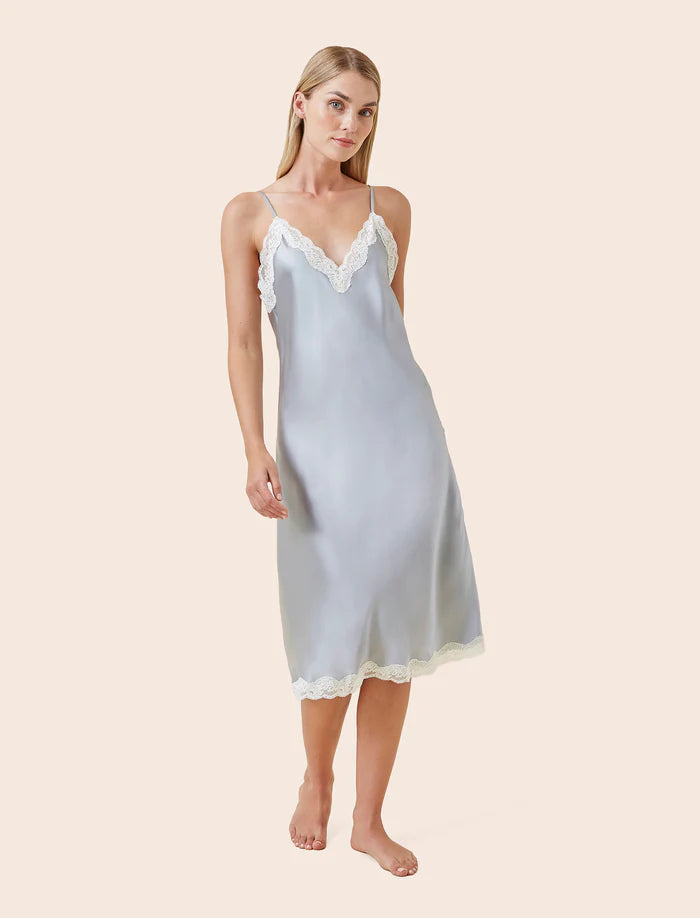 Annabelle Satin Lace Nightie - Sage