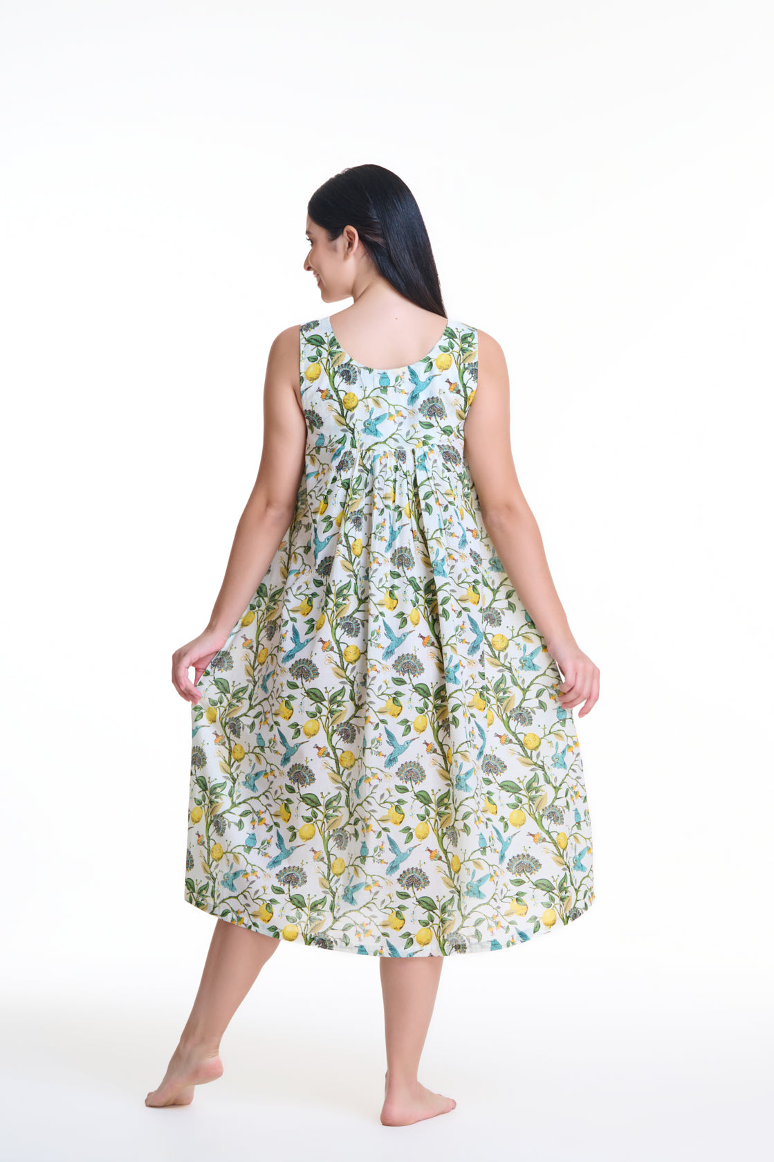 Cotton Lace Bodice Nightie - Floral Birds