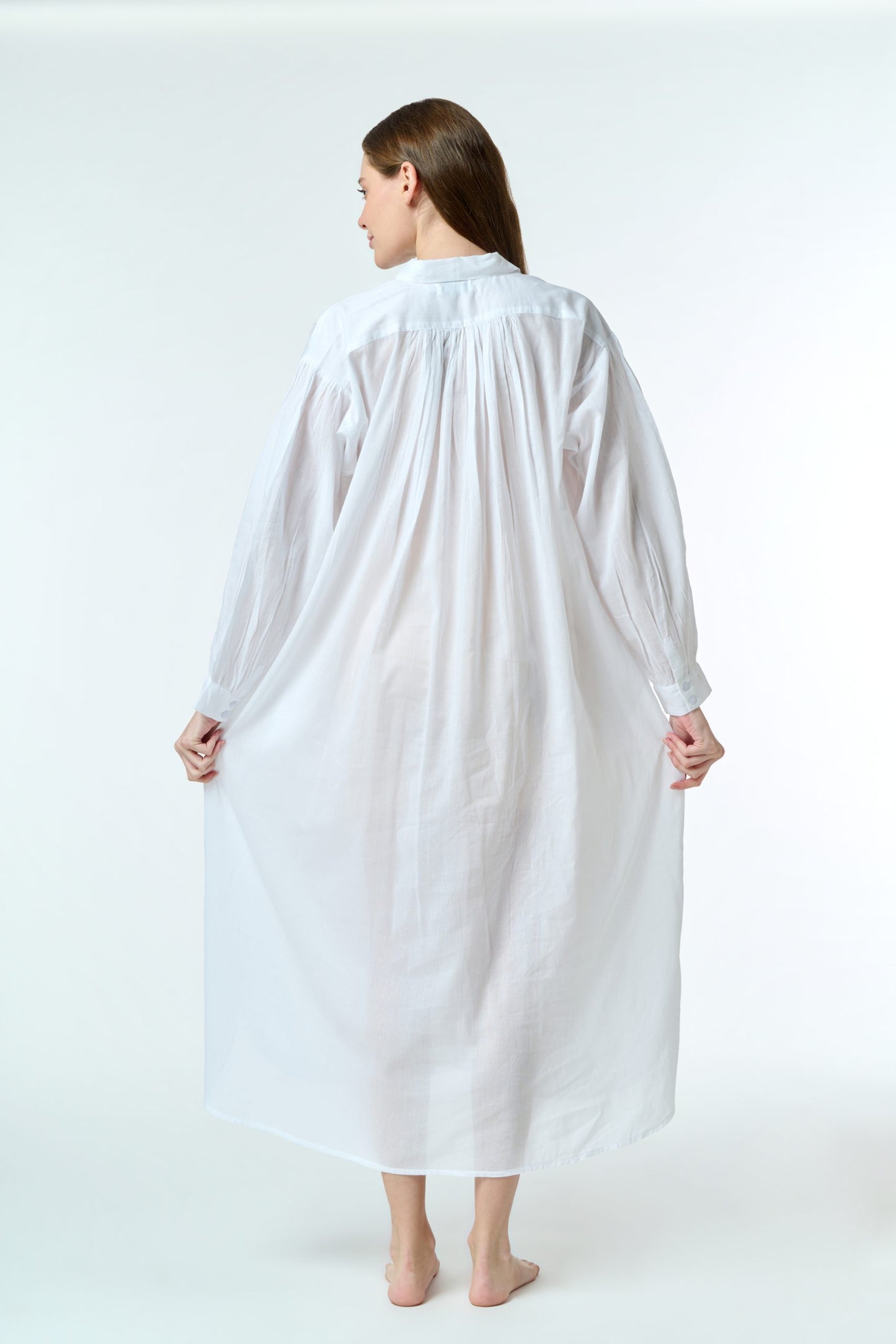 Cotton Shirt Dress - White