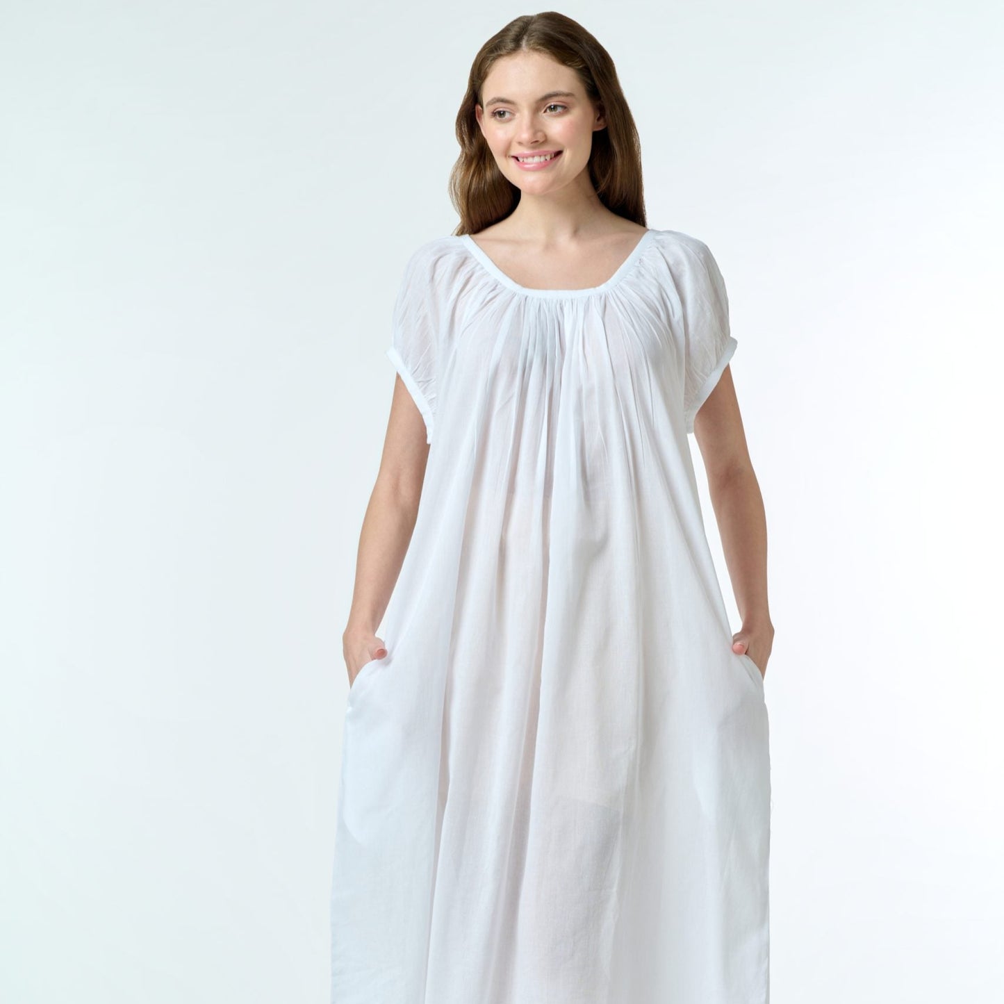 Cotton Voile Nightie - White