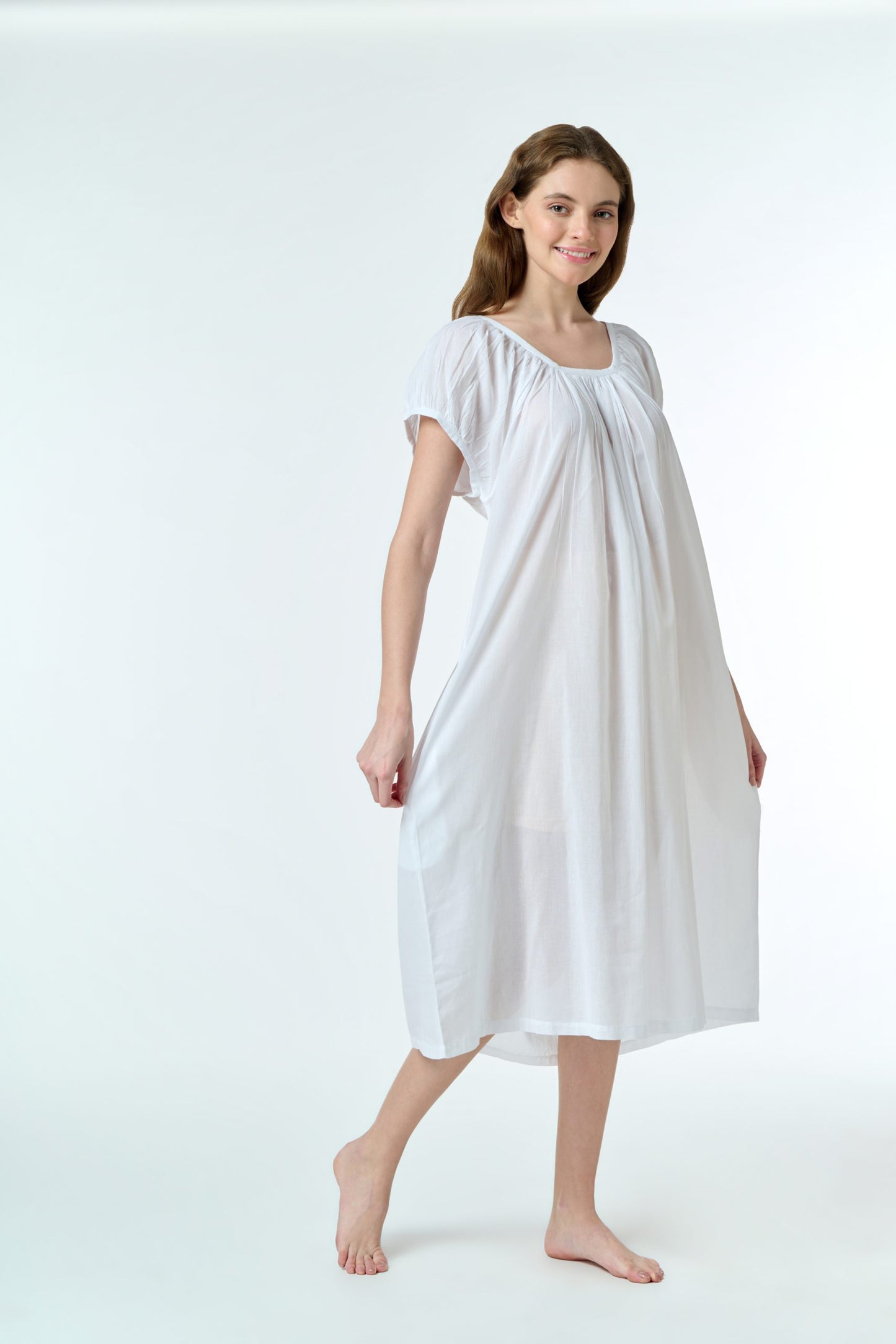Cotton Voile Nightie - White