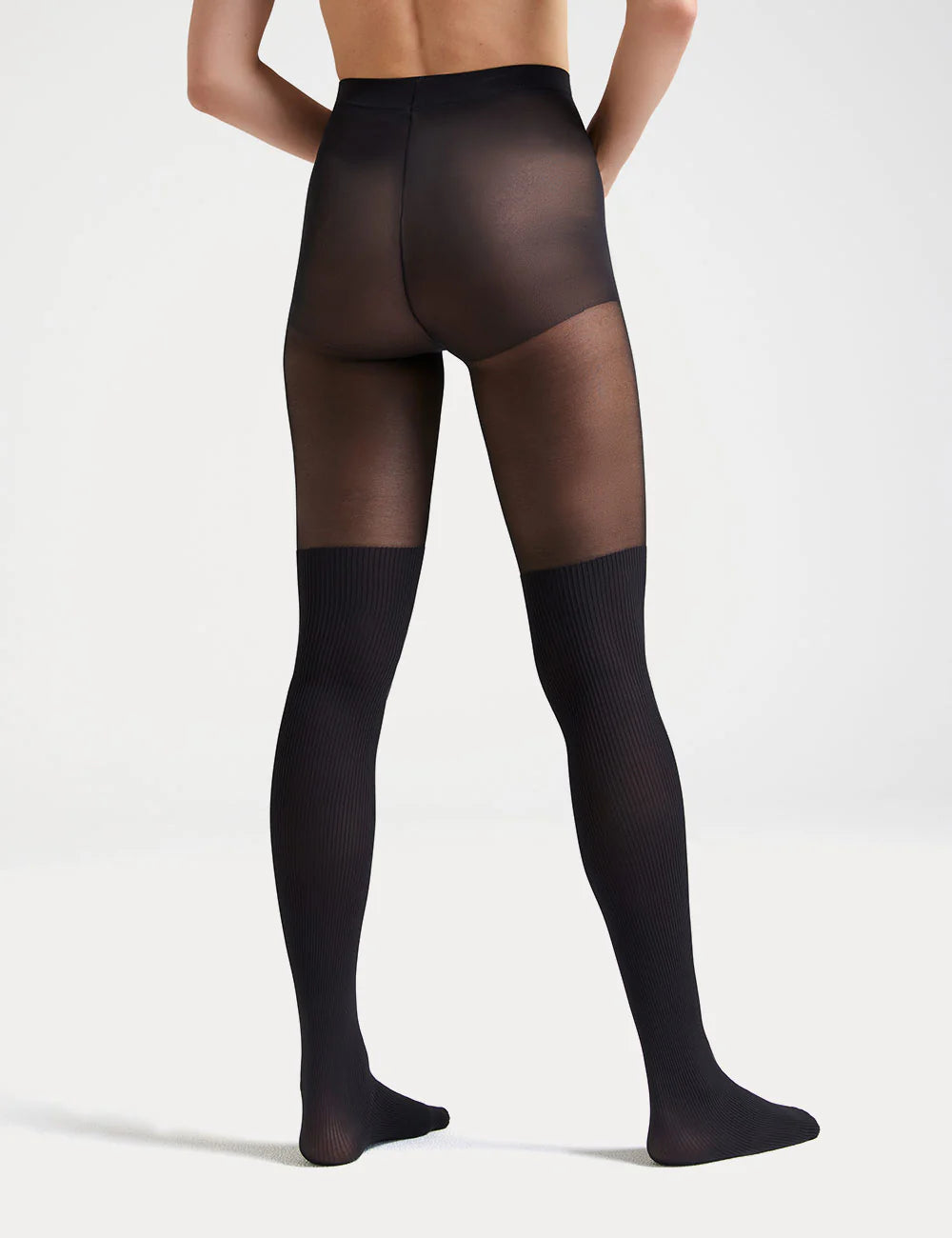 Over The Knee Rib Tights - Black