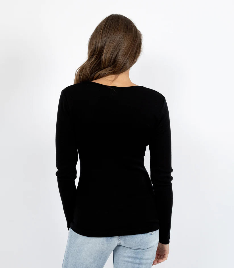 Pure Merino Wool Thermal Top - Black
