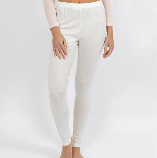 Pure Merino Wool Thermal Leggings - Ivory
