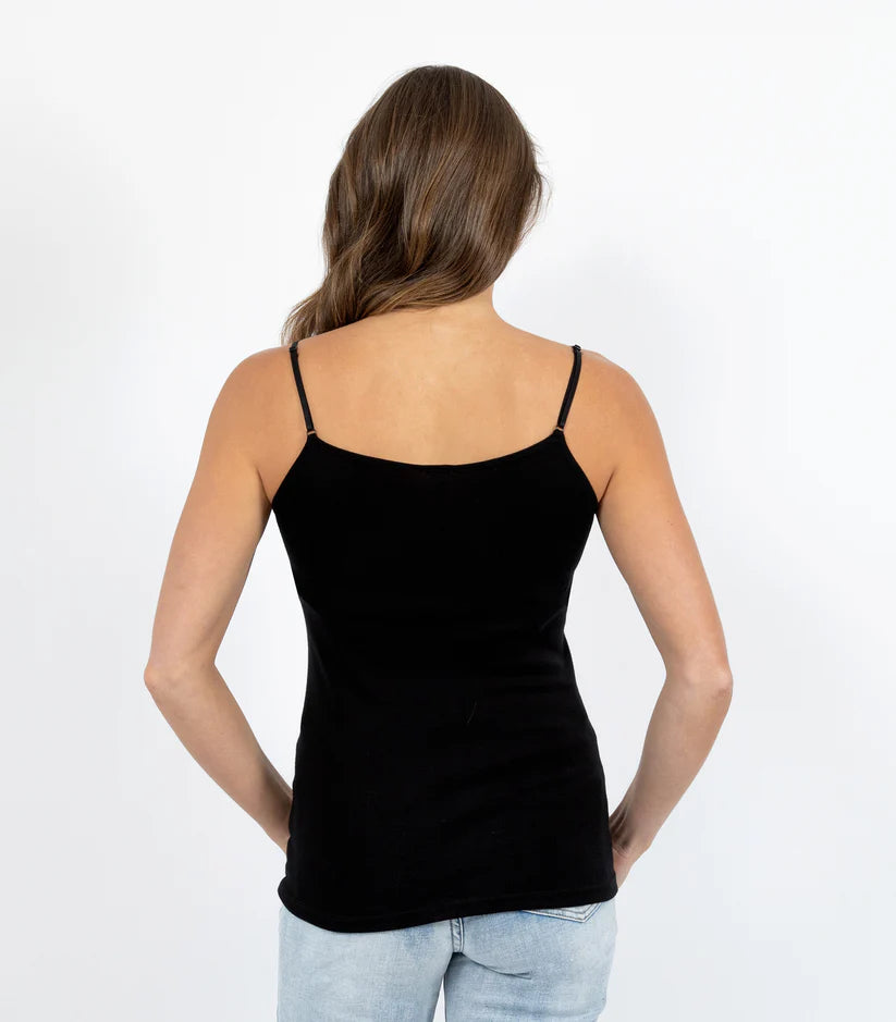 Pure Merino Wool Camisole - Black