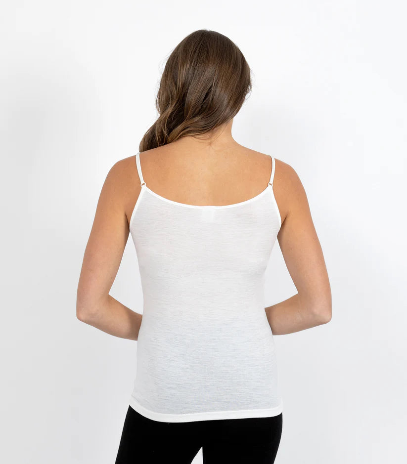 Pure Merino Wool Camisole with Lace - Ivory