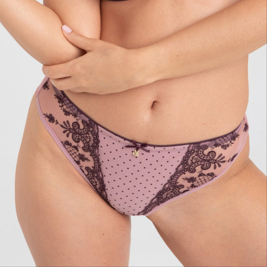 Carmen Tulle Embroidery Brazilian Brief - Heather