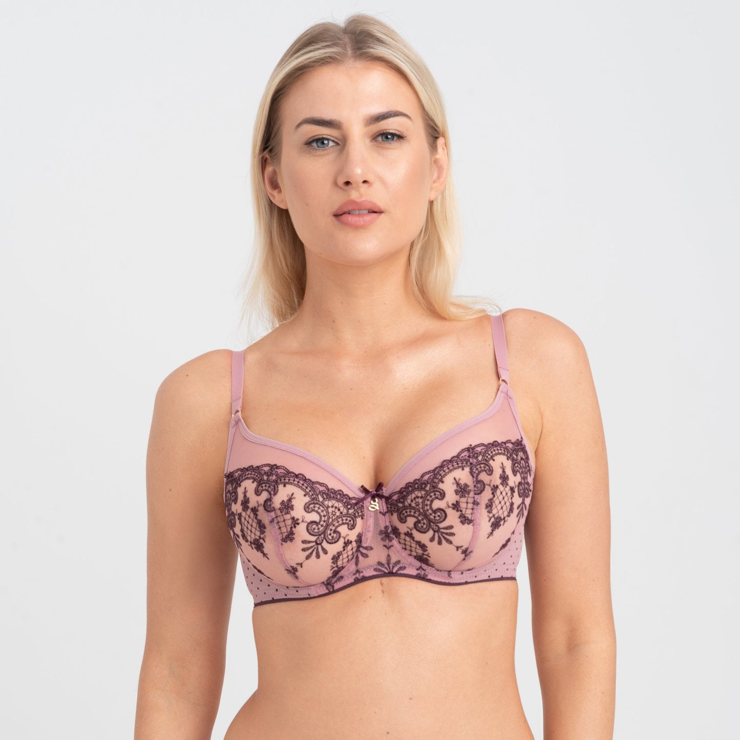 Carmen Tulle Embroidery Bra - Heather