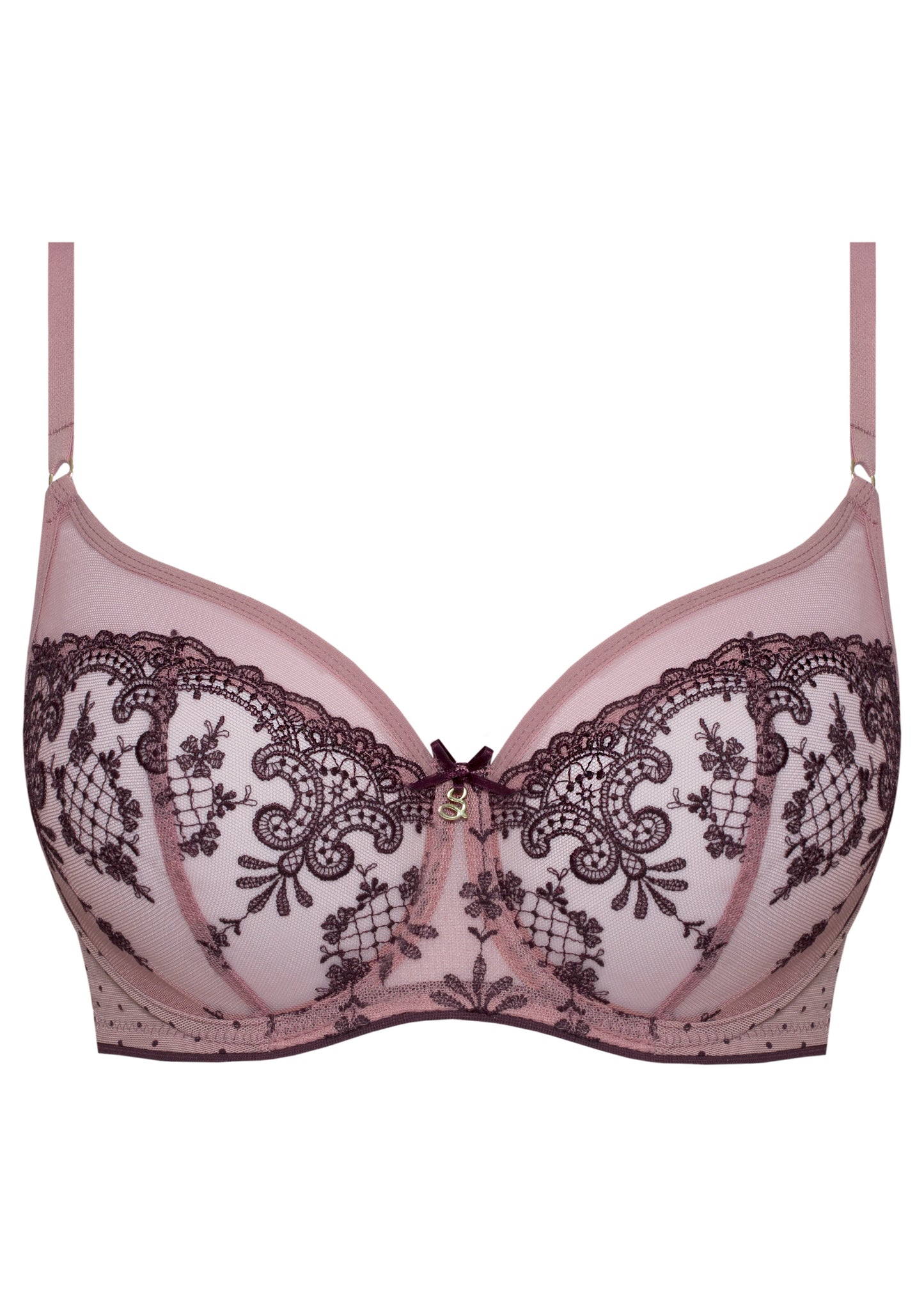 Carmen Tulle Embroidery Bra - Heather