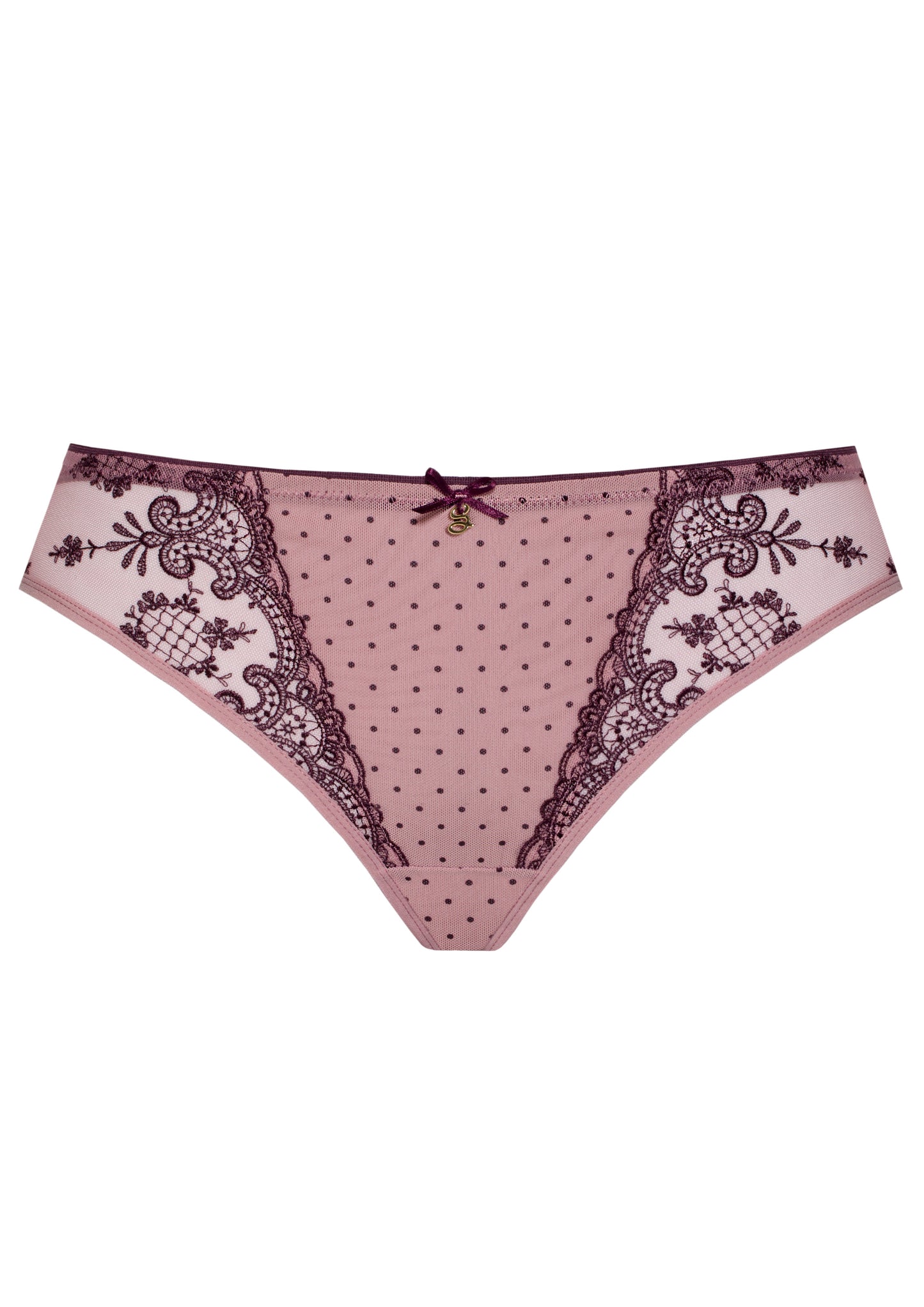 Carmen Tulle Embroidery Brazilian Brief - Heather