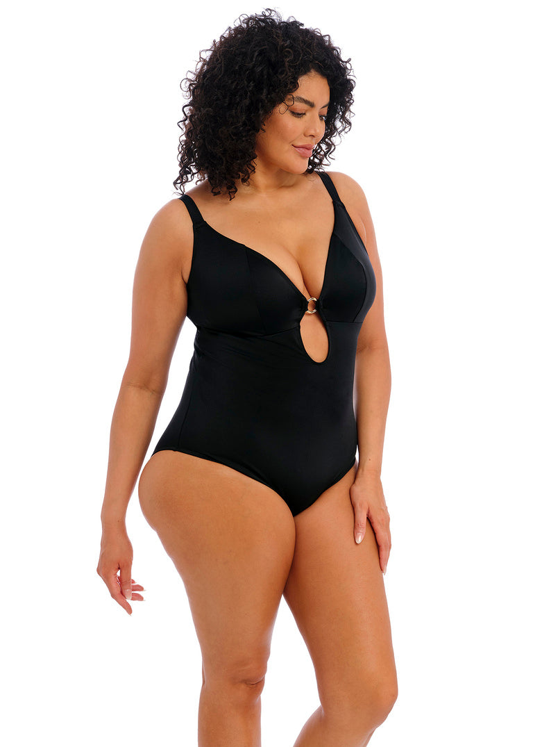 Plain Sailing Non-Wired Plunge Swimsuit - Black