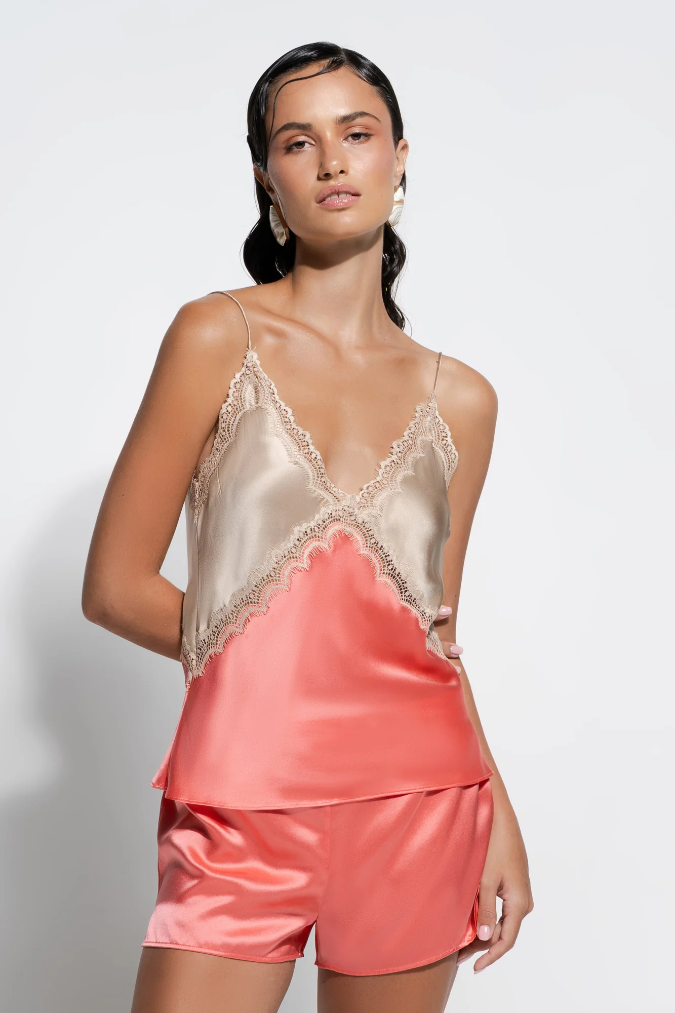 Sadie Cami - Almond/Coral