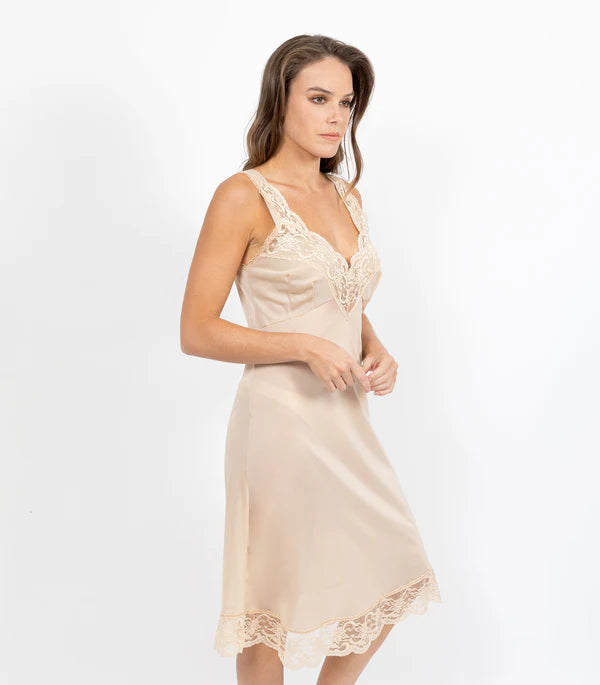 Vintage Full Slip with Lace - Beige