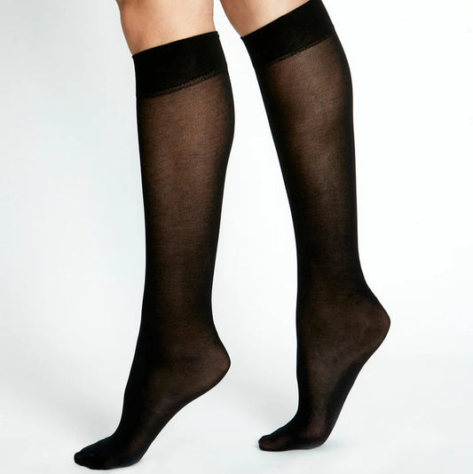 Ultra Fine Cotton Knee High - Nero