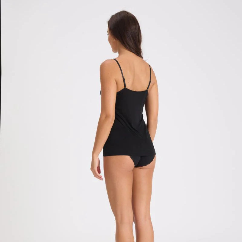 Silk Jersey Lace Camisole - Black