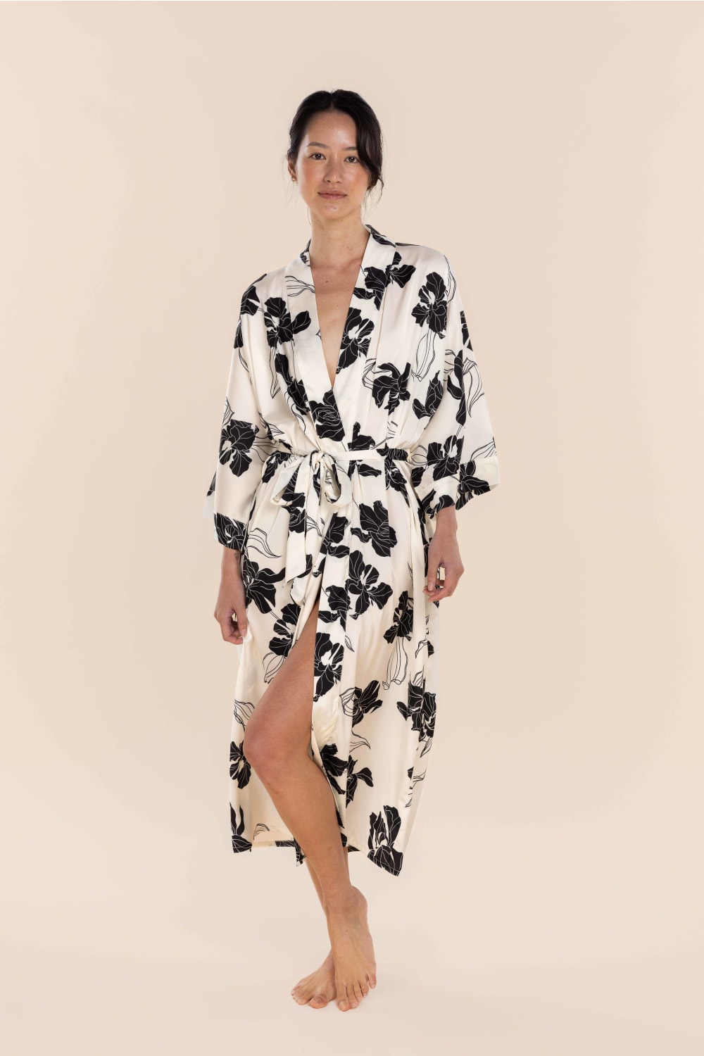 Daisy Silky Satin Robe - Ivory