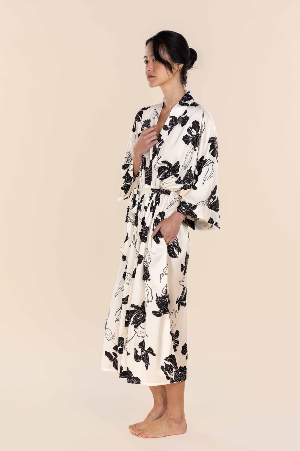 Daisy Silky Satin Robe - Ivory