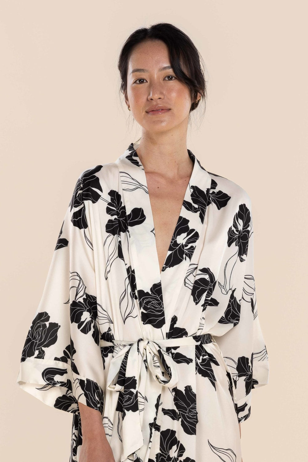 Daisy Silky Satin Robe - Ivory