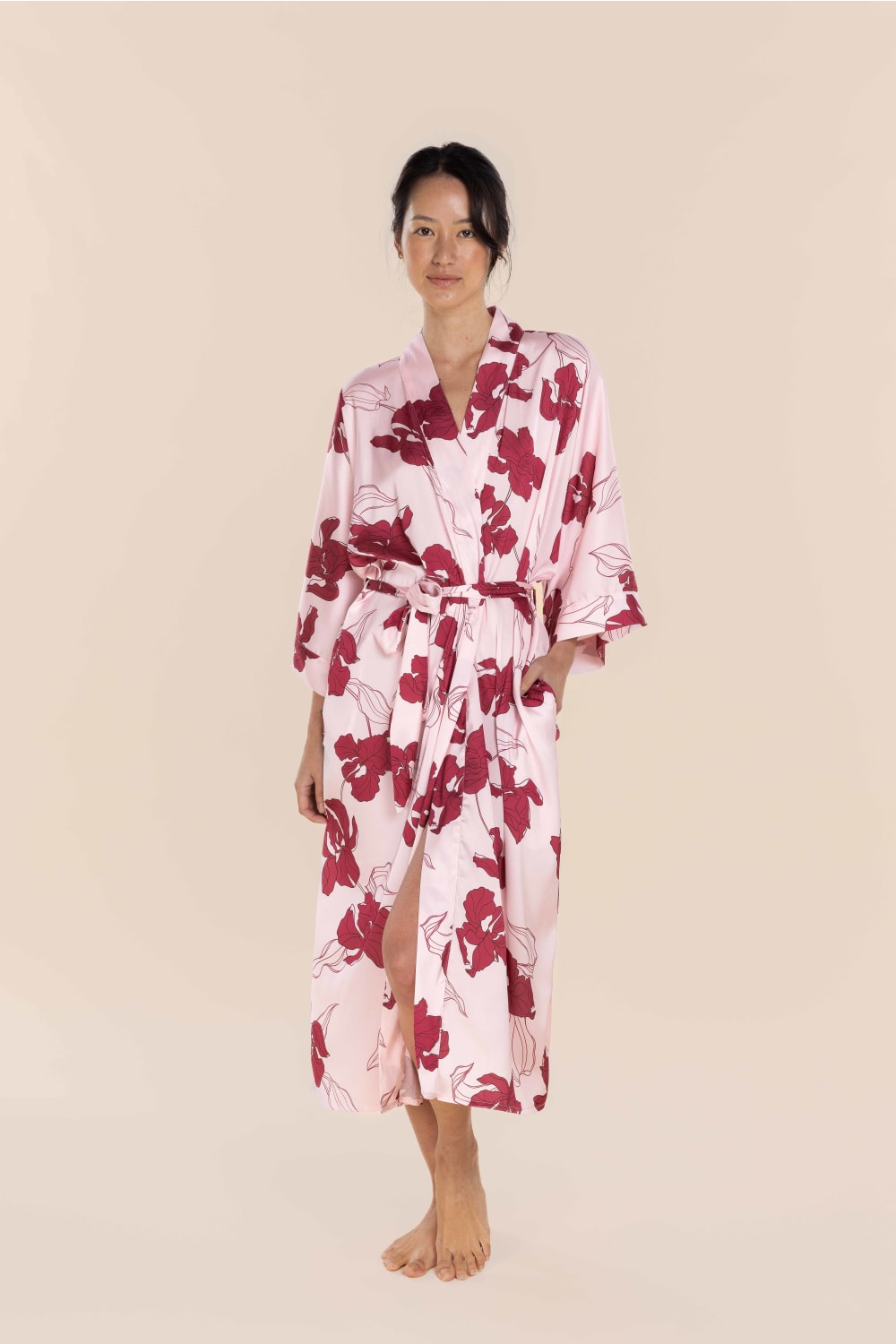 Daisy Silky Satin Robe - Pink