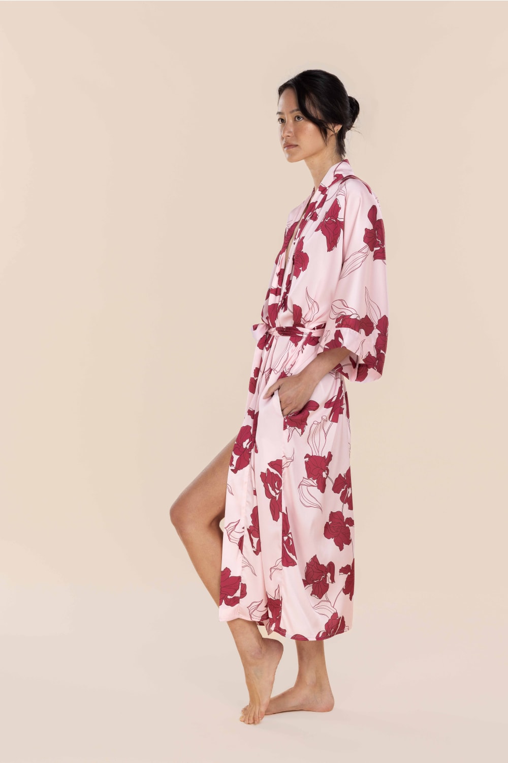 Daisy Silky Satin Robe - Pink