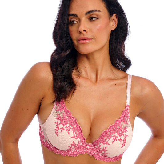 Embrace Lace Underwire Plunge Bra - Ballet Slipper/Chateau Rose