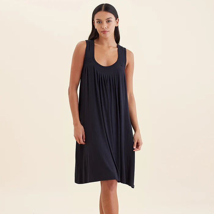 Kate Modal Soft Pleat Front Nightie - Black