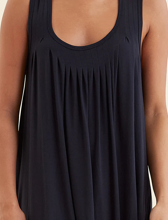 Kate Modal Soft Pleat Front Nightie - Black
