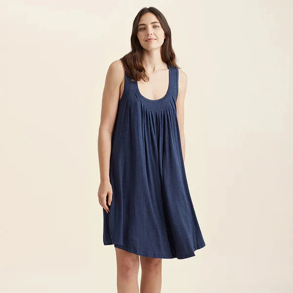 Kate Modal Soft Pleat Front Nightie - Navy