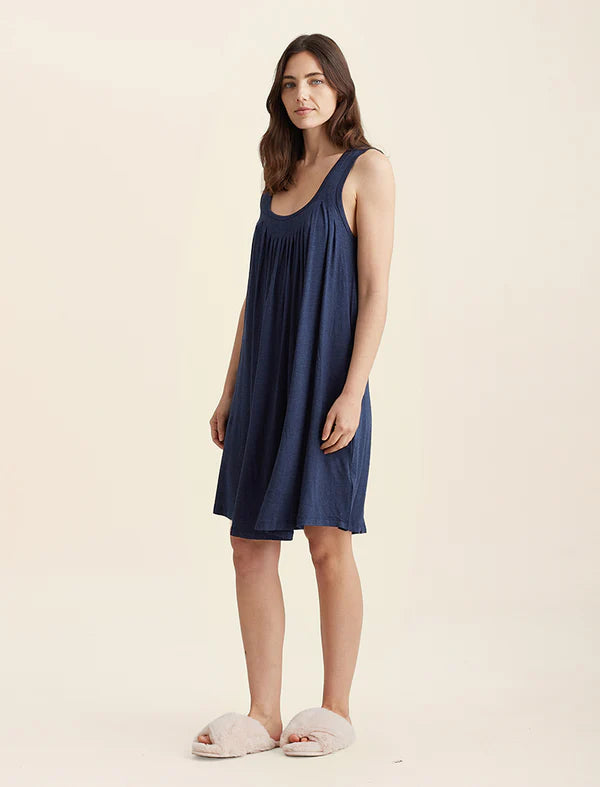 Kate Modal Soft Pleat Front Nightie - Navy