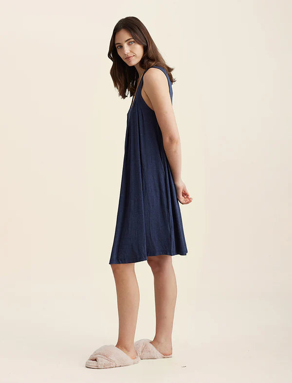 Kate Modal Soft Pleat Front Nightie - Navy