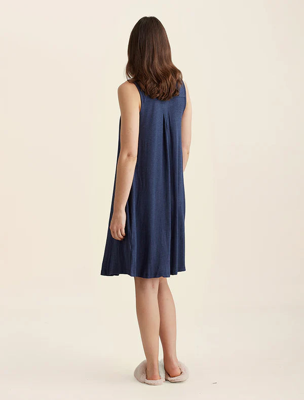 Kate Modal Soft Pleat Front Nightie - Navy