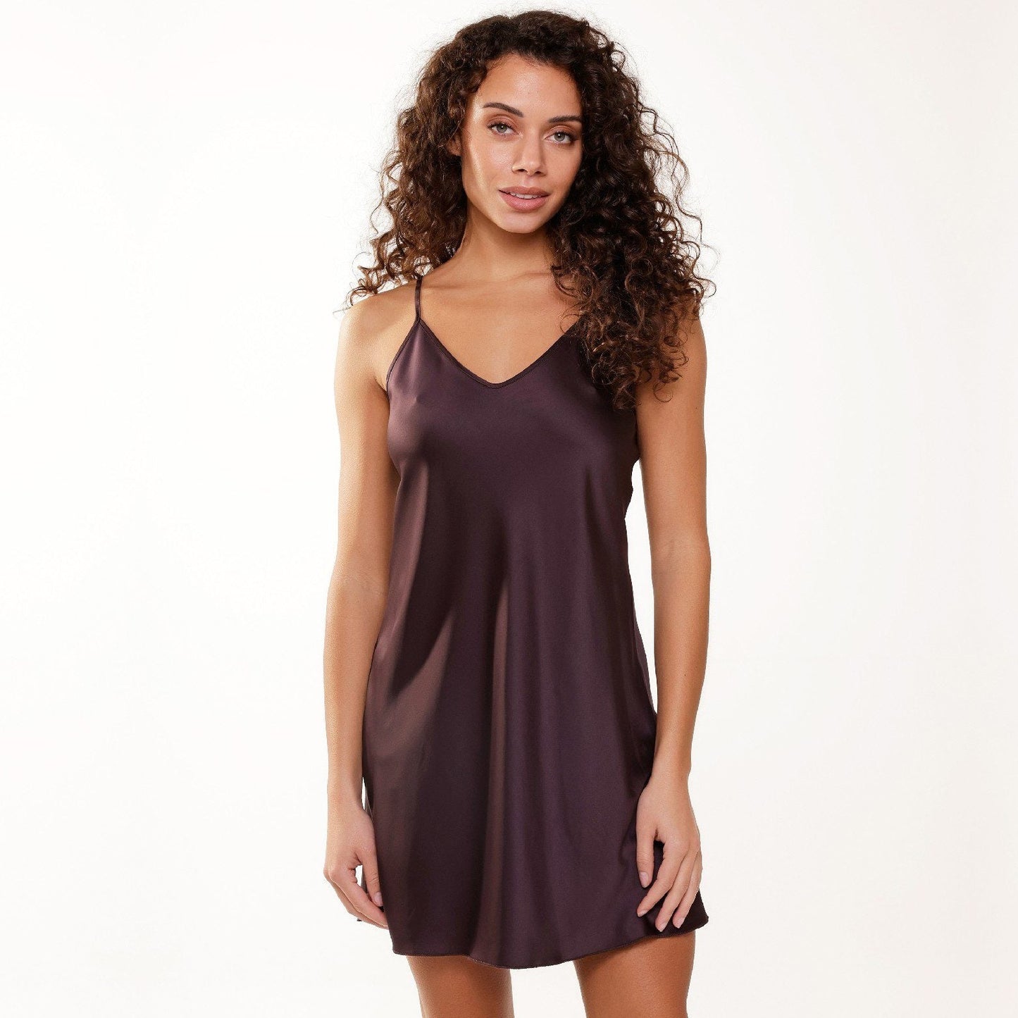 Daily Short Satin Chemise - Dark Pepper