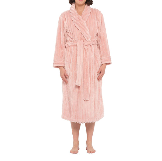 Dusty Pink Fleece Dressing Gown