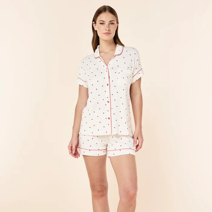 Kate Modal Soft Boxer PJ Set - Rose Hearts