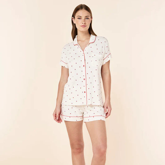 Kate Modal Soft Boxer PJ Set - Rose Hearts