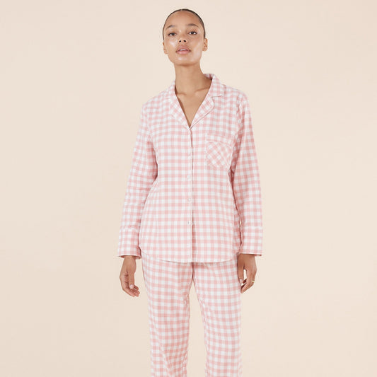 Juliette Brushed Cotton PJ Set - Pink Gingham
