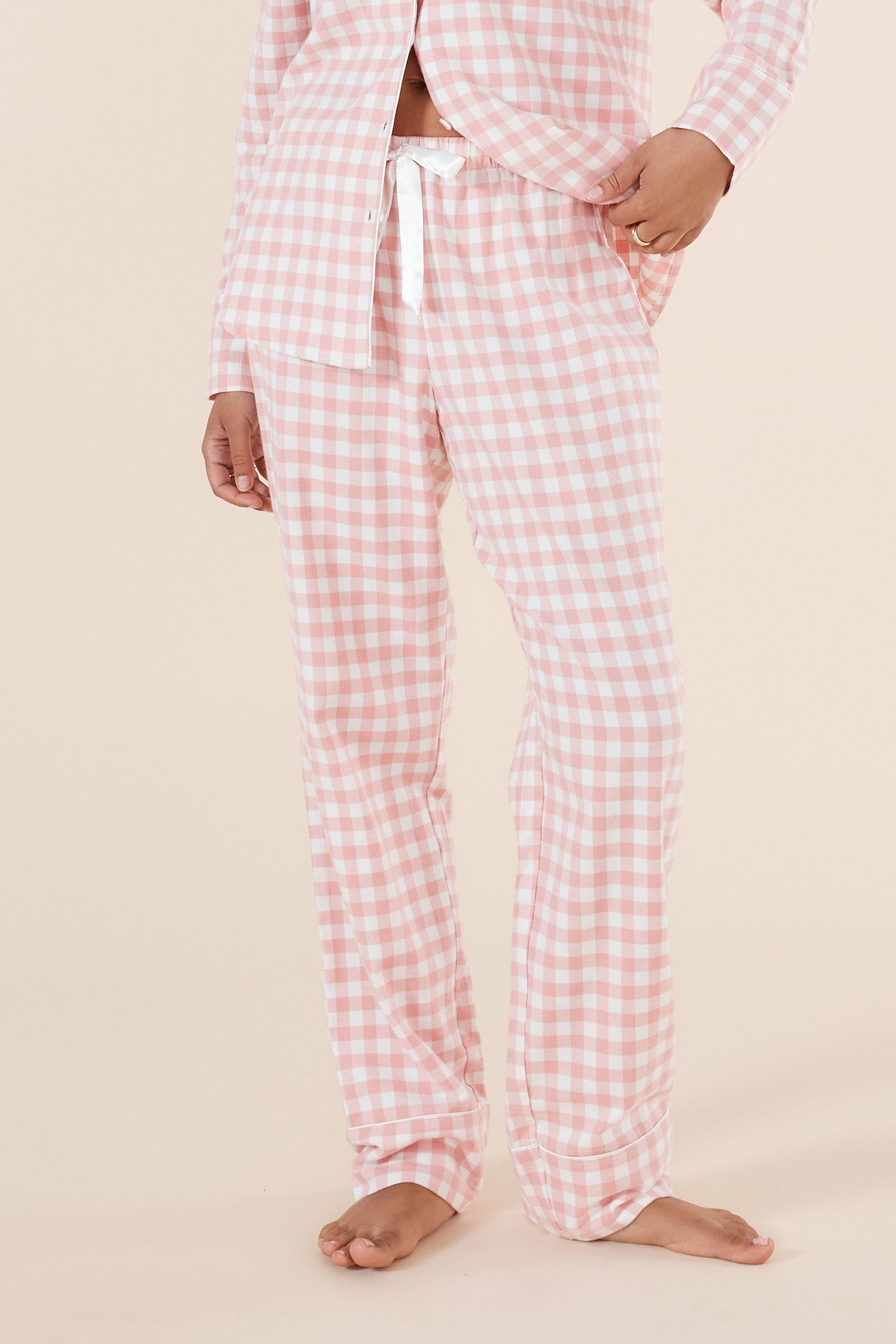 Juliette Brushed Cotton PJ Set - Pink Gingham