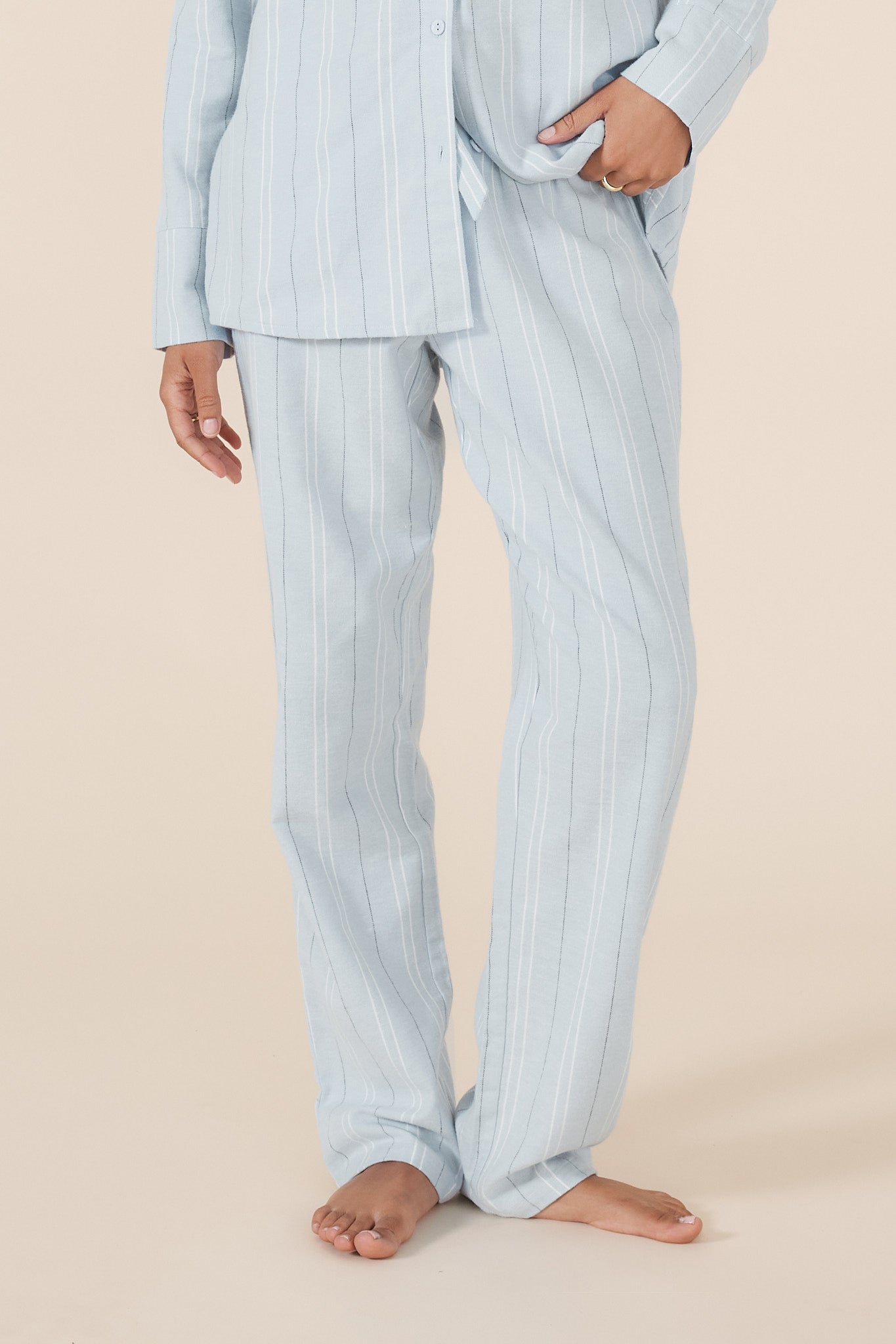 Amelie Brushed Cotton PJ Set - Blue Stripe
