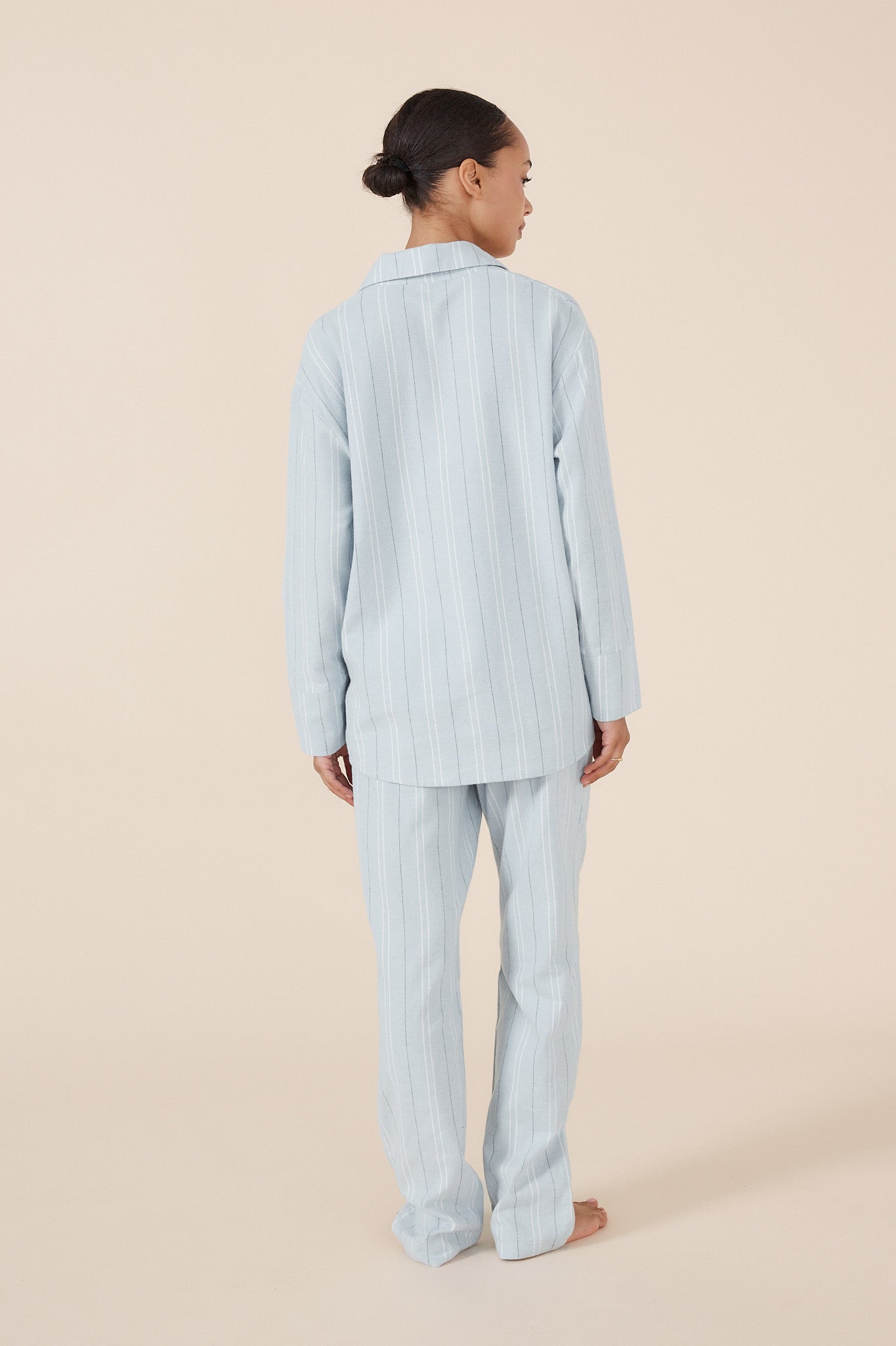 Amelie Brushed Cotton PJ Set - Blue Stripe
